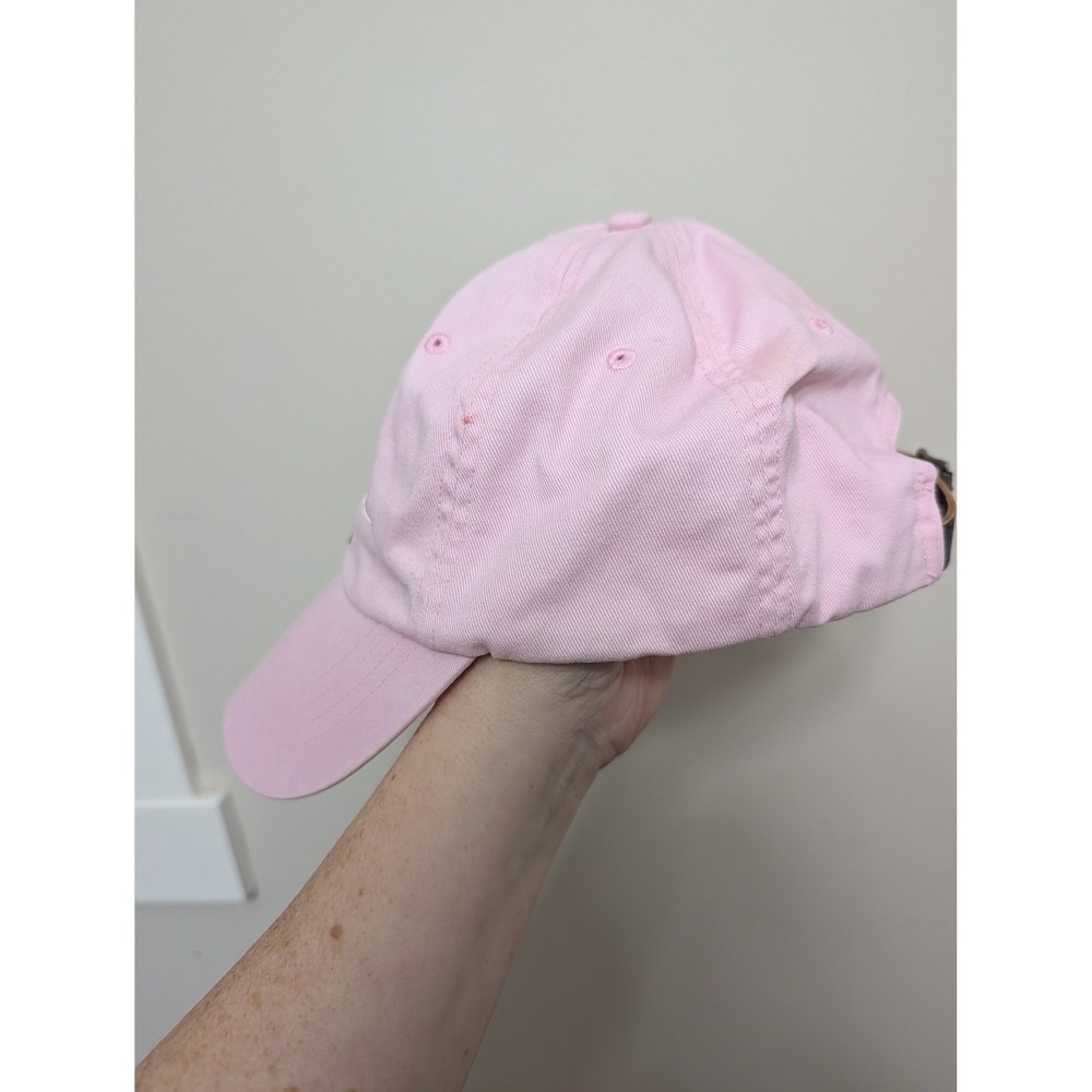 Polo Ralph Lauren Pink Baseball Cap Hat Big Pony Script Signature Leather Strap - Picture 9 of 10